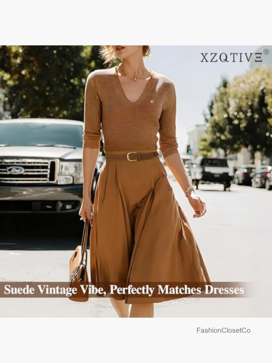 Braided Suede Belt – Woven Waist Belt with Gold Buckle for Dresses & Jeans main image 6